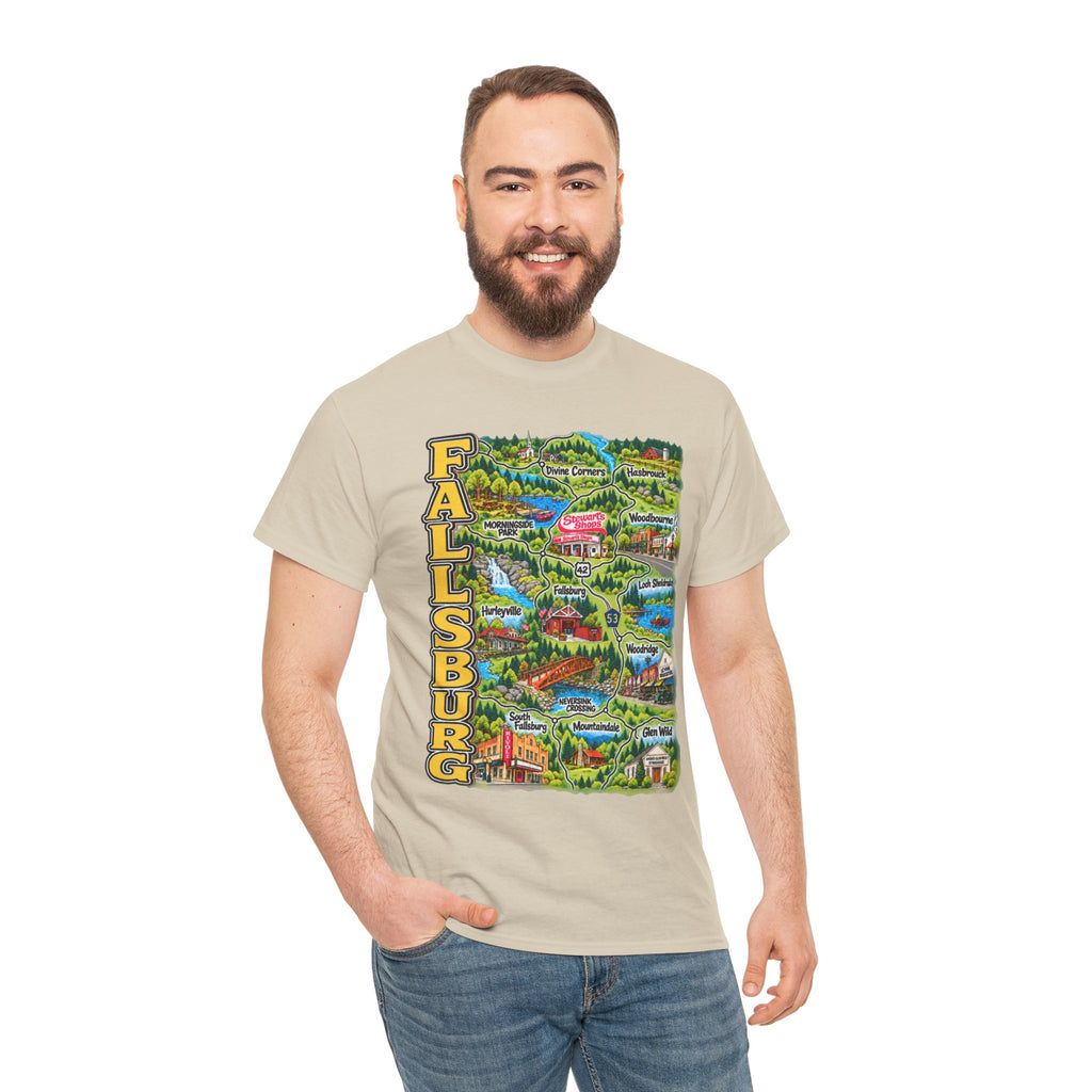 Fallsburg, NY Map T-Shirt  Catskills Upstate New York Tee