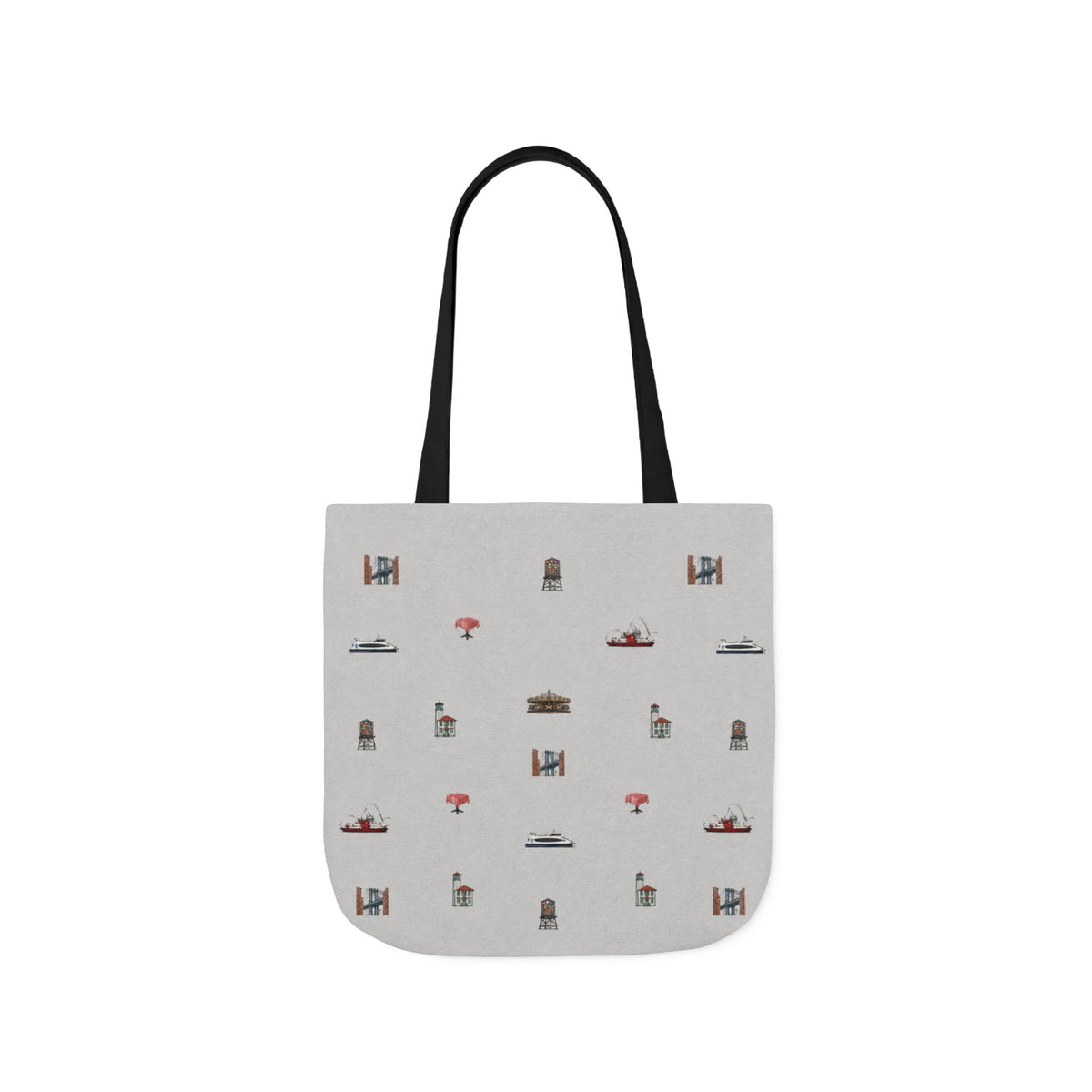 Icons of DUMBO Canvas Tote — Illustrated Miniature Brooklyn Icons Tote Bag