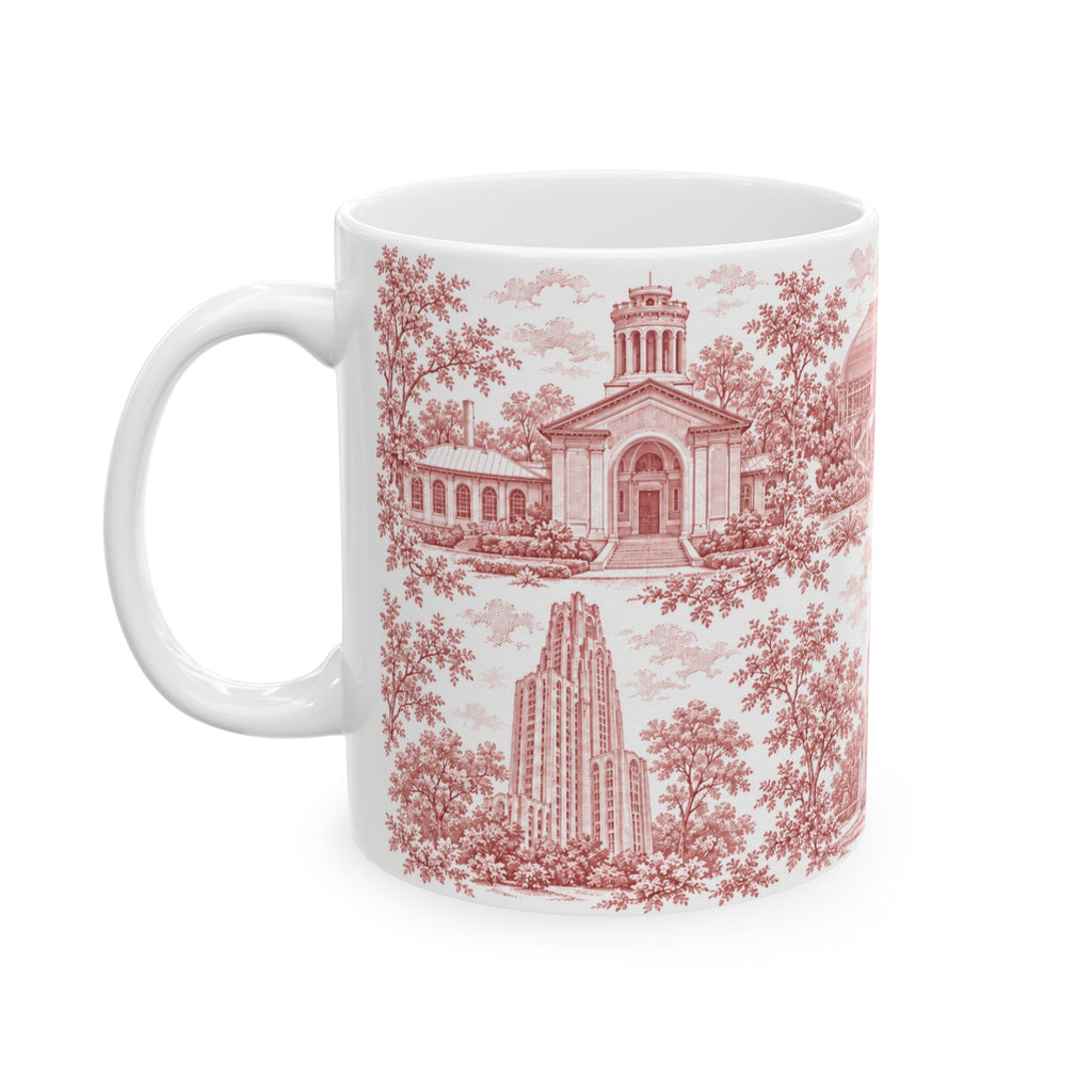 Pittsburgh Red Toile de Jouy Ceramic Mug — Pennsylavania Chinoiserie 11oz