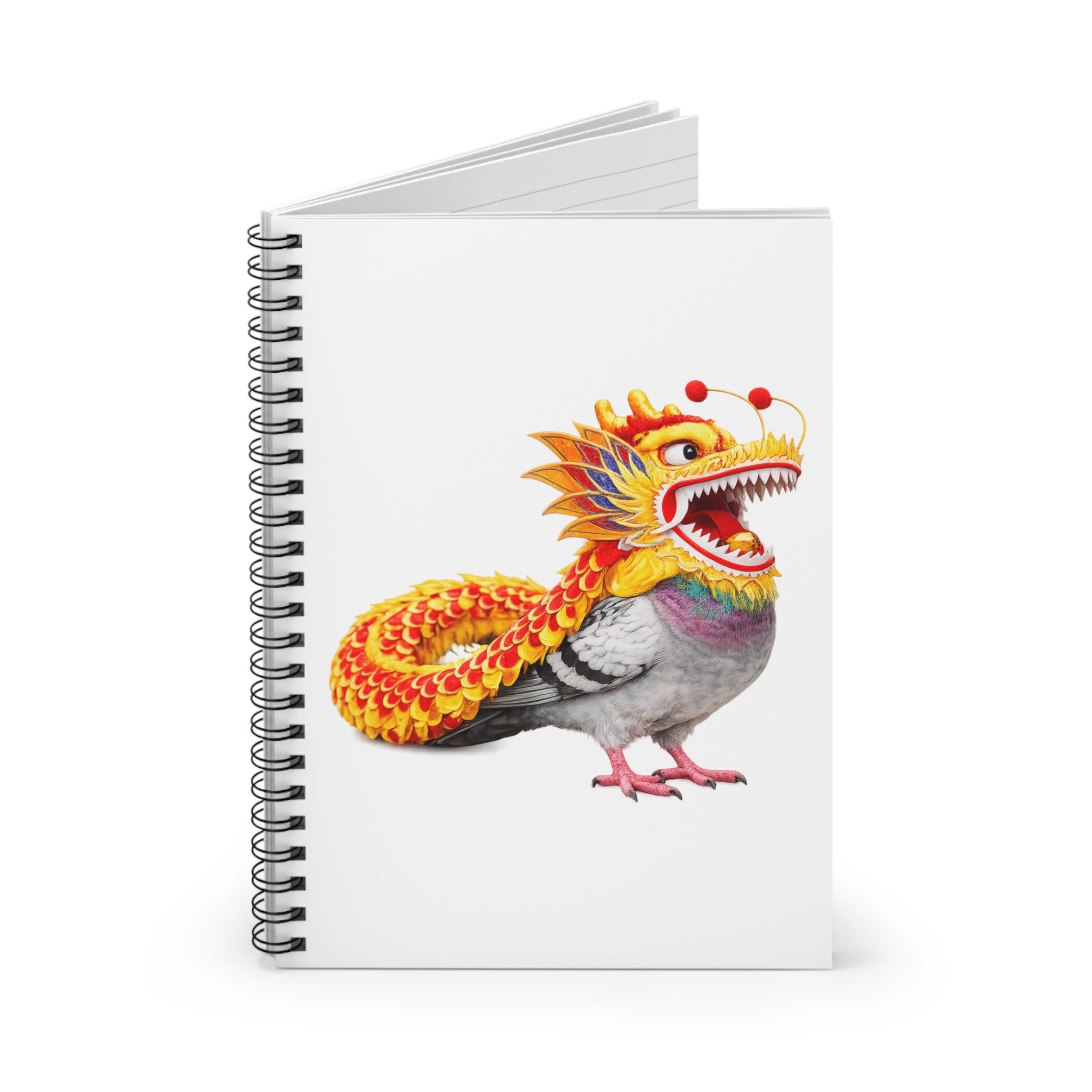 Customizable Chinatown Pigeon Spiral Journal |  Chinese New Year Parade Dragon Bird Lovers Notebook