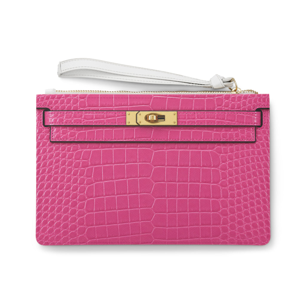 Canal Street Pink and Gold Croc Clutch Bag — Elegant Wristlet Purse for Evening & Gifts