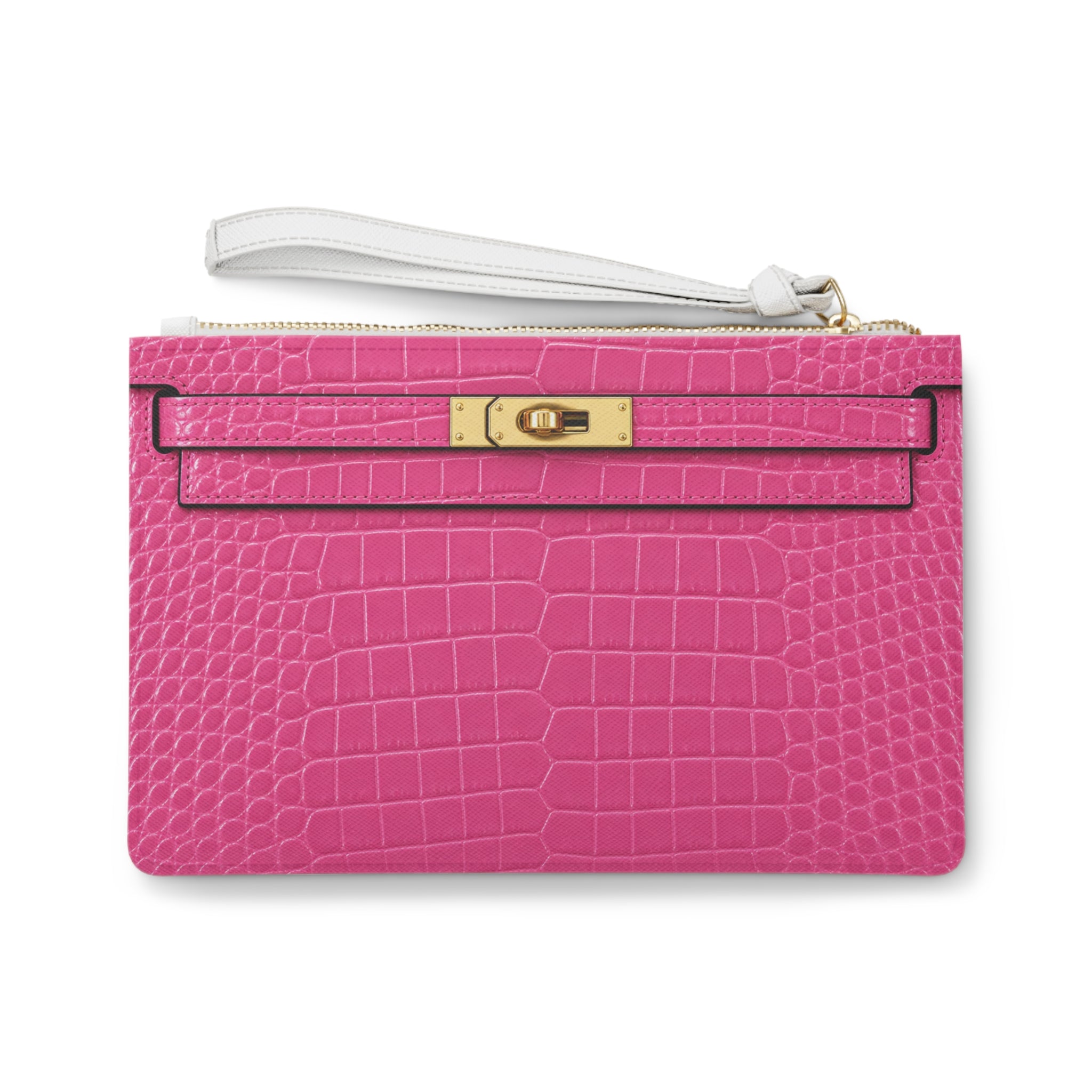 Canal Street Pink and Gold Croc Clutch Bag — Elegant Wristlet Purse for Evening & Gifts
