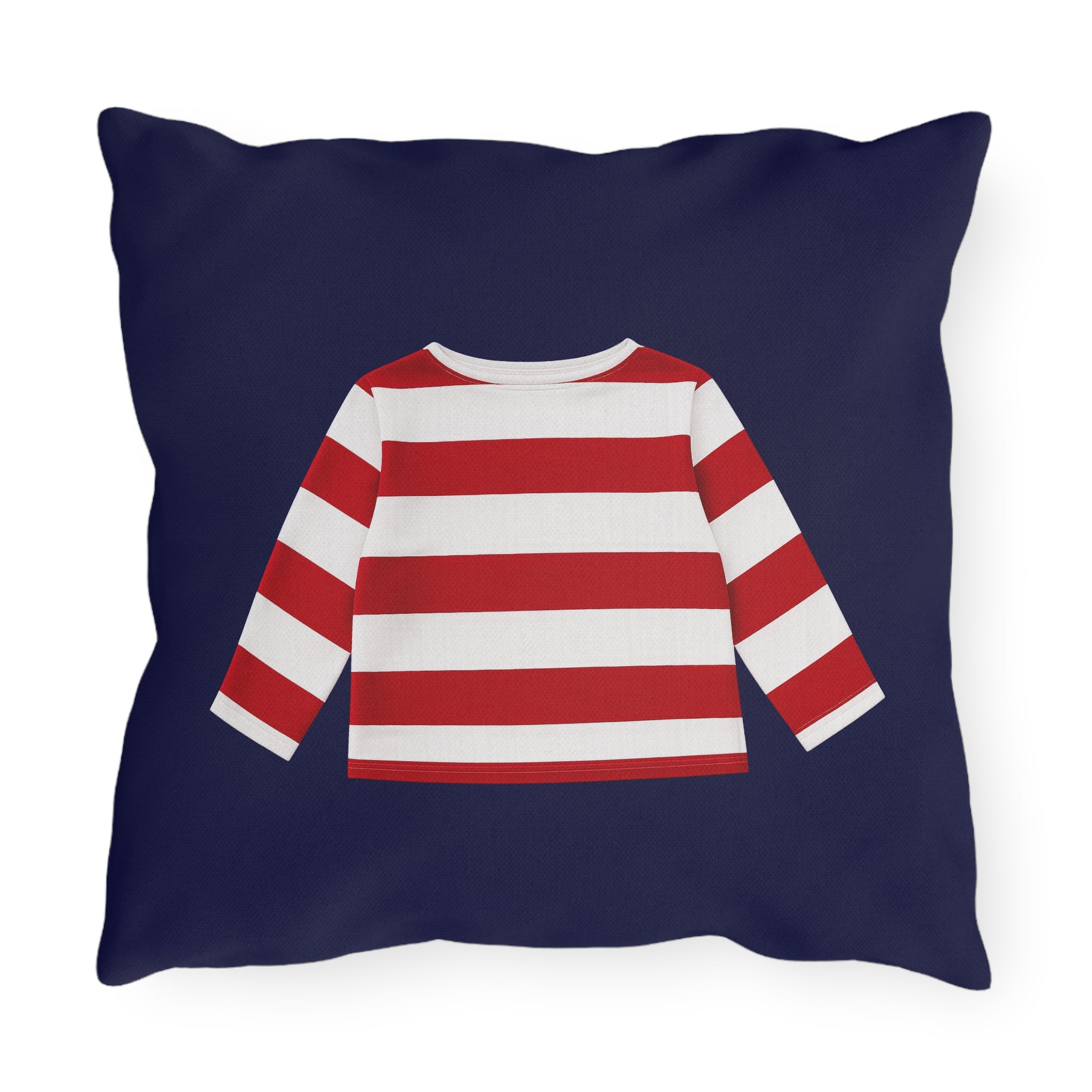 Sailor Kid Breton Navy Outdoor Pillow  – Cozy Hamptons Patio Throw Cushion