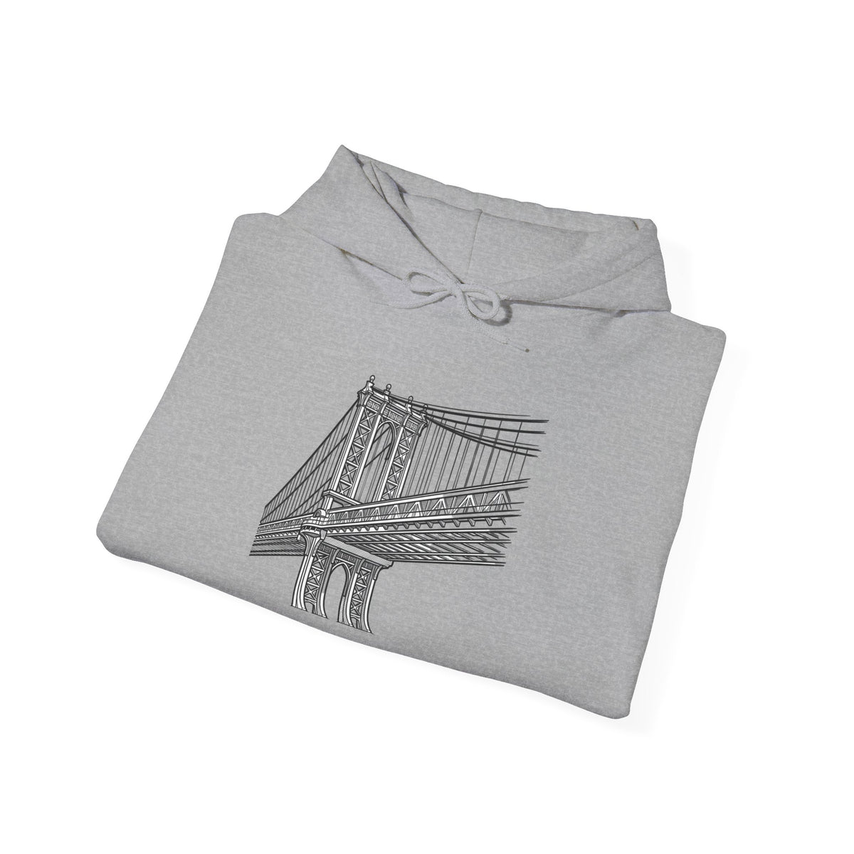 Manhattan Bridge Sketch Hoodie — New York City Bridge Pullover Hooded Sweatshirt