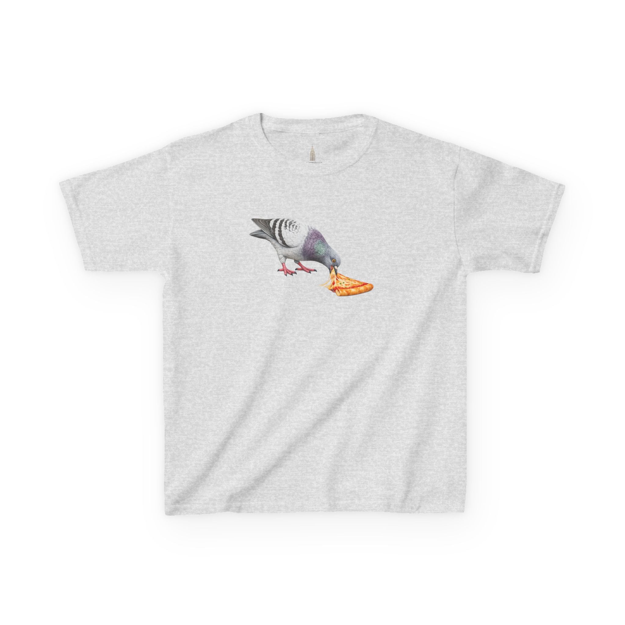 Customizable Little Italy NYC Pigeon Kid Pizza Tee —  Cute Bird Pizza Lover T-Shirt for Children