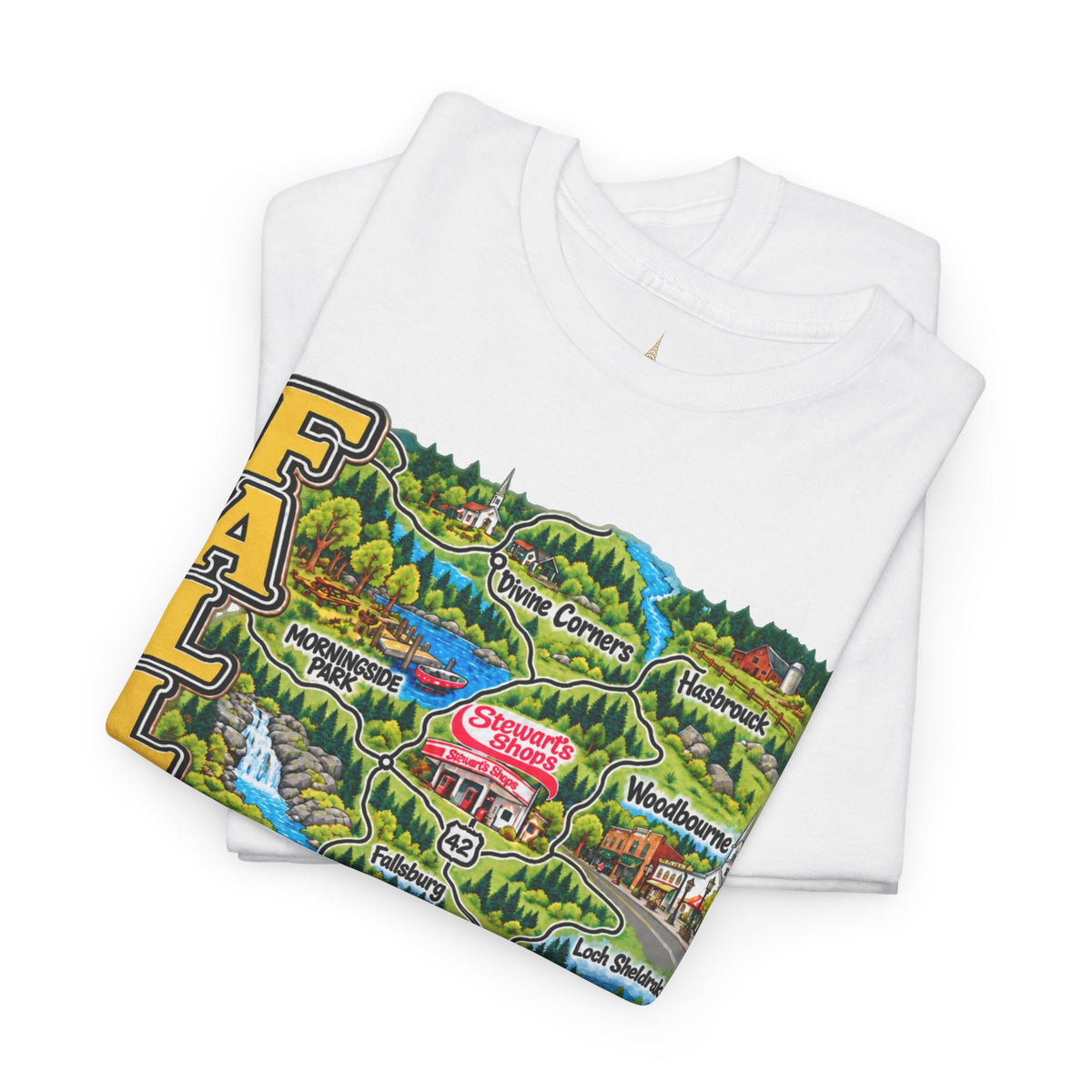 Fallsburg, NY Map T-Shirt  Catskills Upstate New York Tee