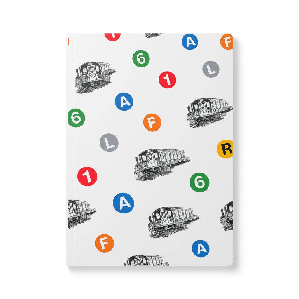 New York Subway Train Transit Icons  Pattern Journal | NYC Metro Subway Pattern Softcover Notebook