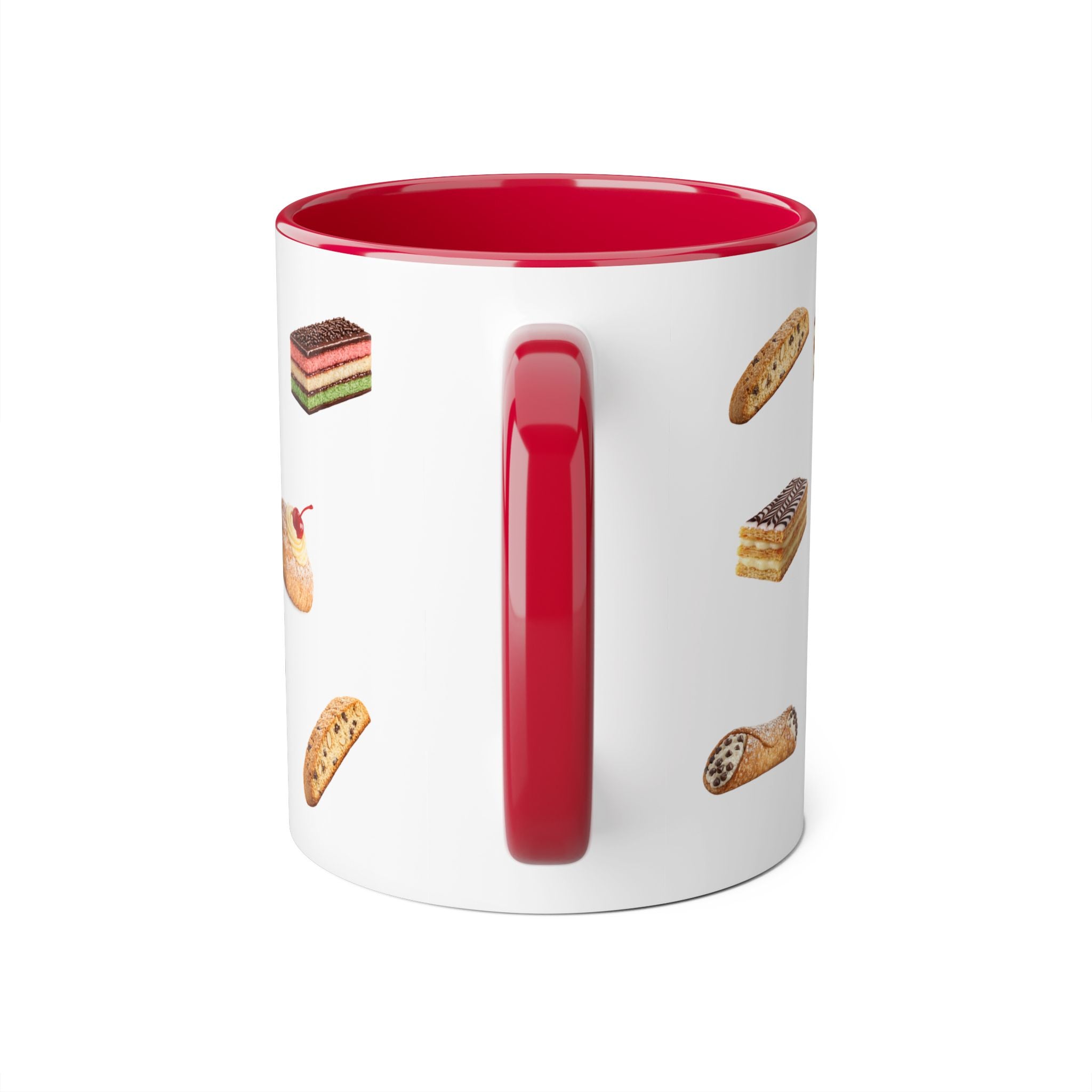 NYC Italian Bakery Pattern Mug | Cannoli Rainbow Cookie Zeppoli Tiramisu Biscotti Napoleon 11oz Ceramic Coffee Cup