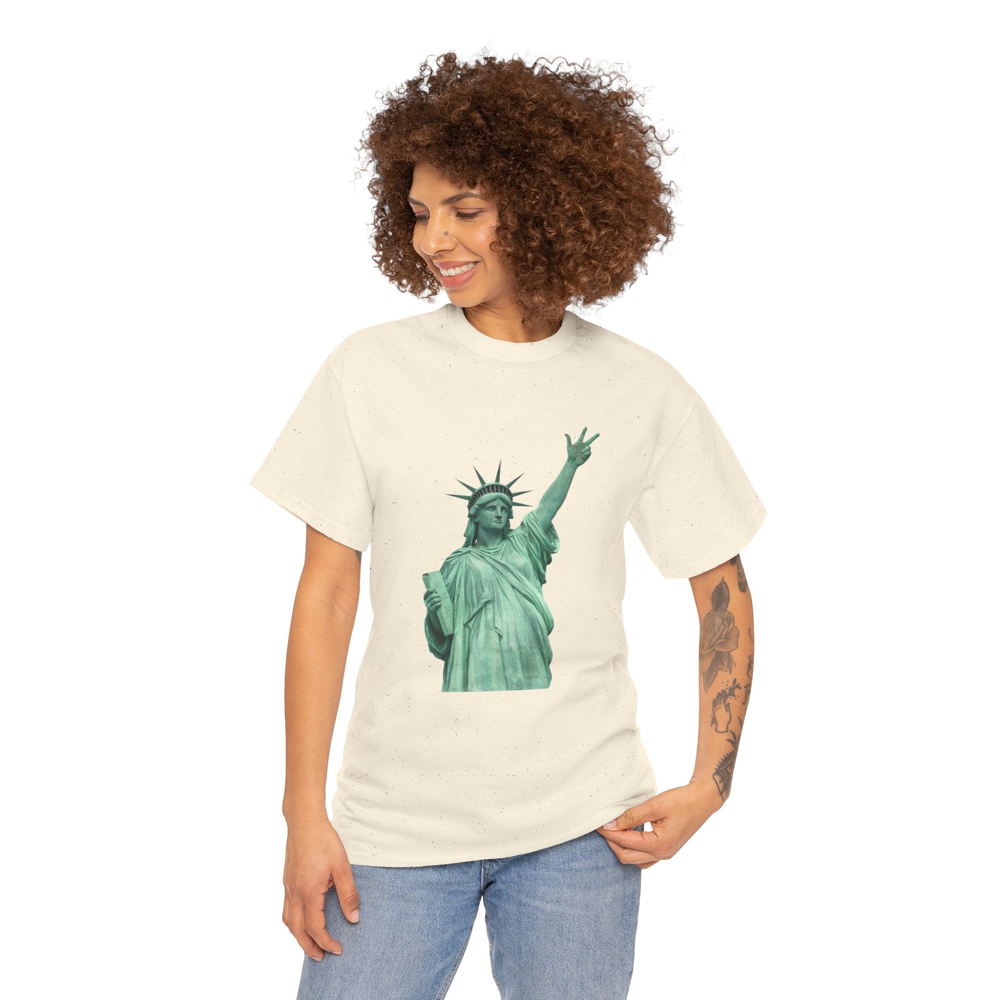 Customizable Statue of Liberty Three Points T-Shirt | NYC Jalen Brunson Basketball 3 Point Shot Tee