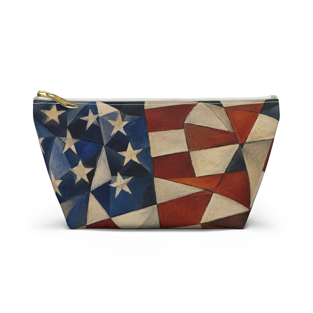 4th of July Accessory Pouch — Red, White and Blue T-Bottom Makeup Bag