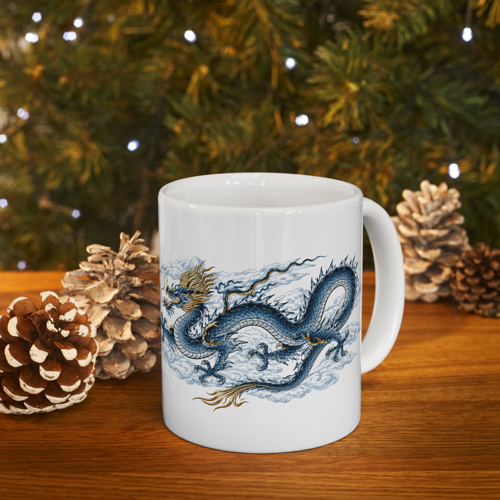 Chinatown NYC Dragon Ceramic Mug — Chinese Mythology Coffee Cup 11oz