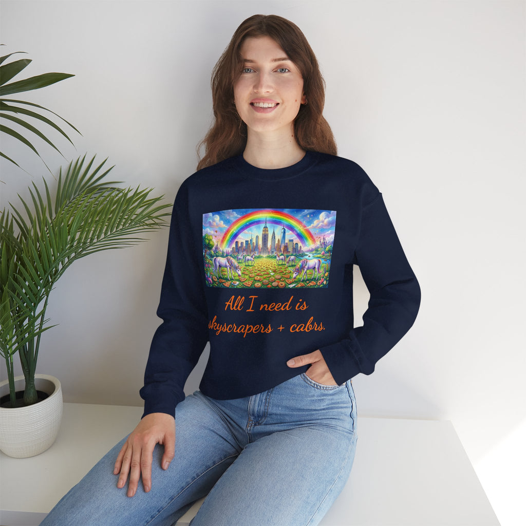 Sudadera de rascacielos y carbohidratos de Nueva York  Nueva York es un cuento de hadas, arcoíris y unicornios