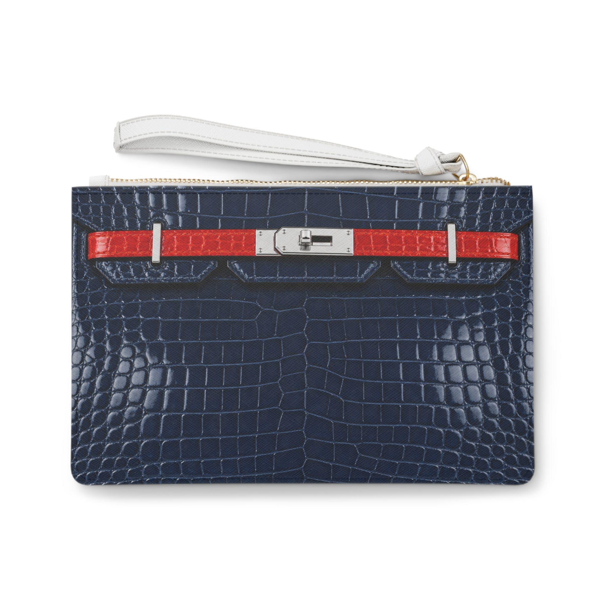 Canal Street Navy Croc Clutch Bag — Elegant Wristlet Purse for Evening & Gifts