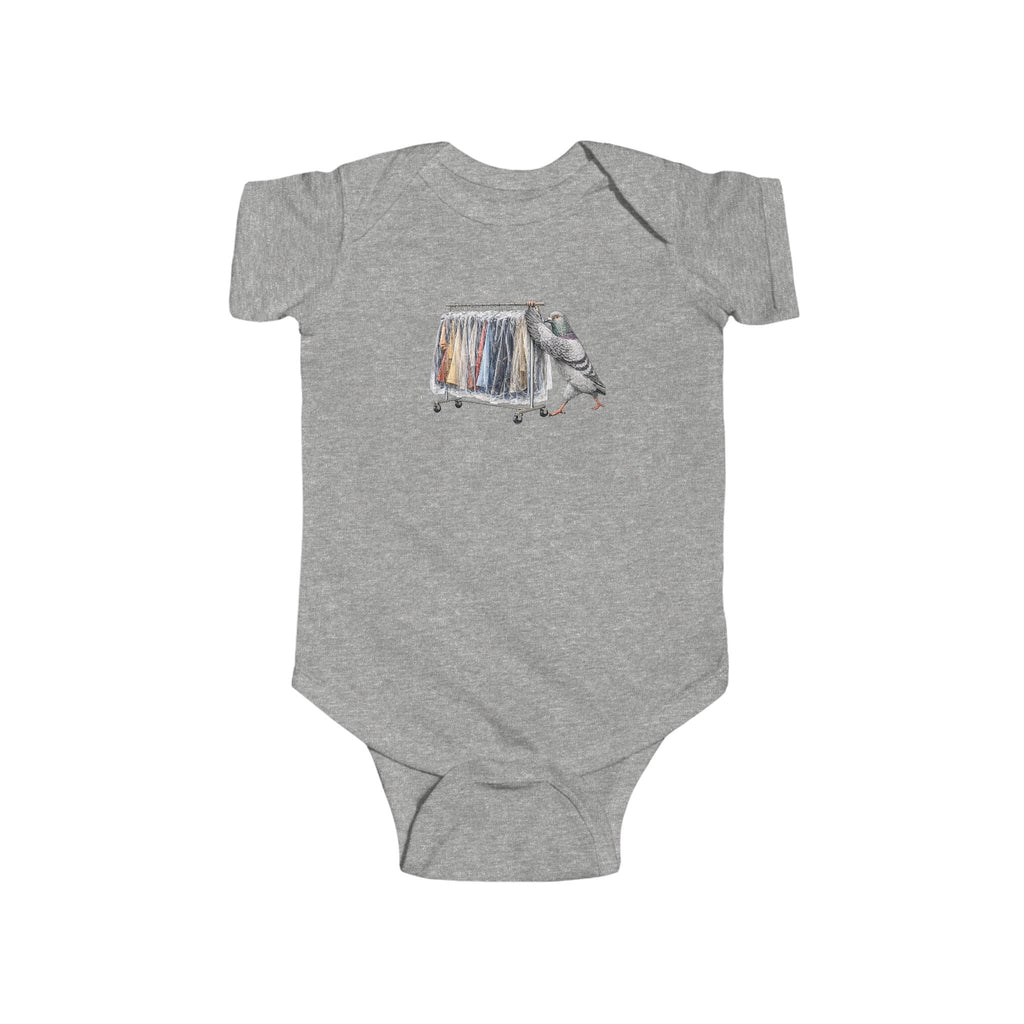 Customizable Garment District NYC Pigeon Baby Onesie | New Yorker Reveal Infant Bodysuit