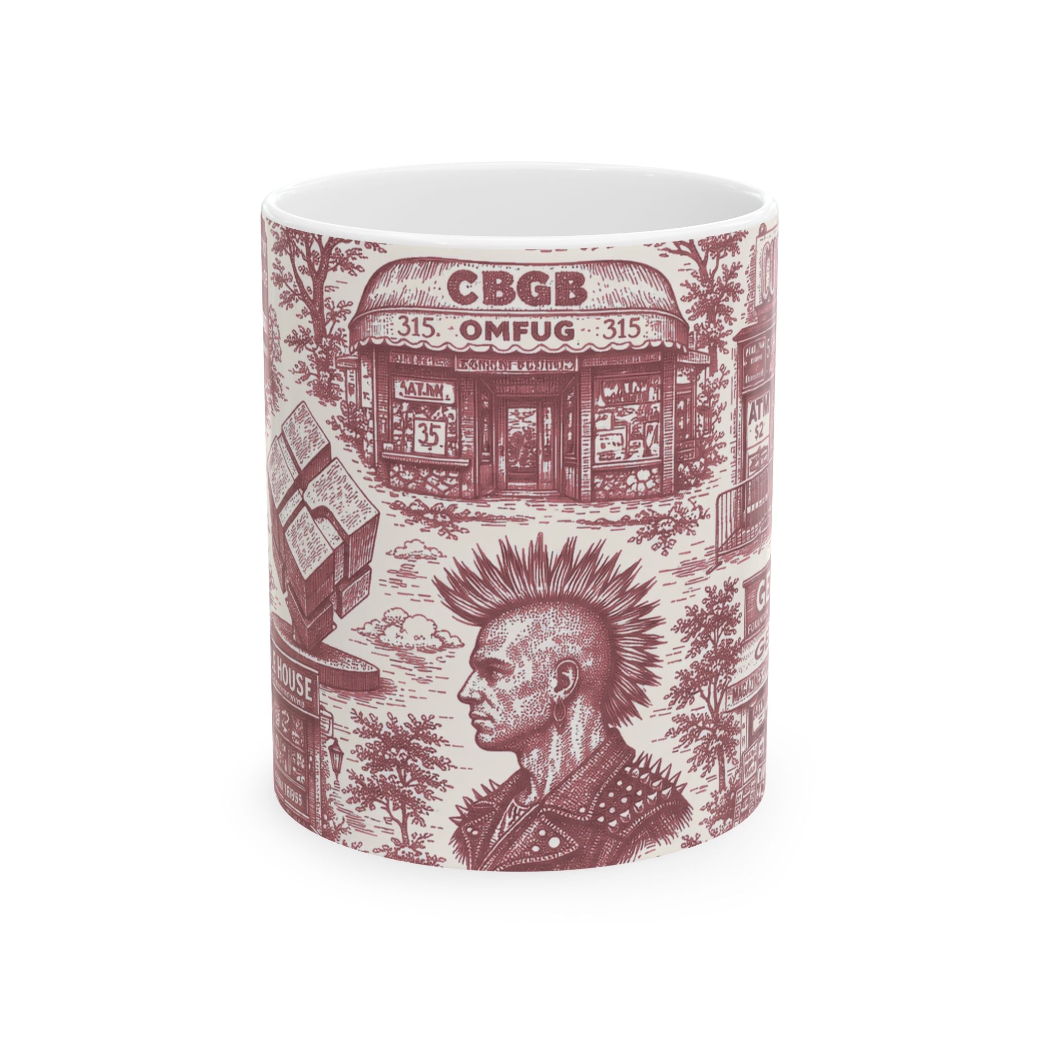 East Village Red Toile de Jouy  Mug | NYC Chinoiserie Ceramic Mug