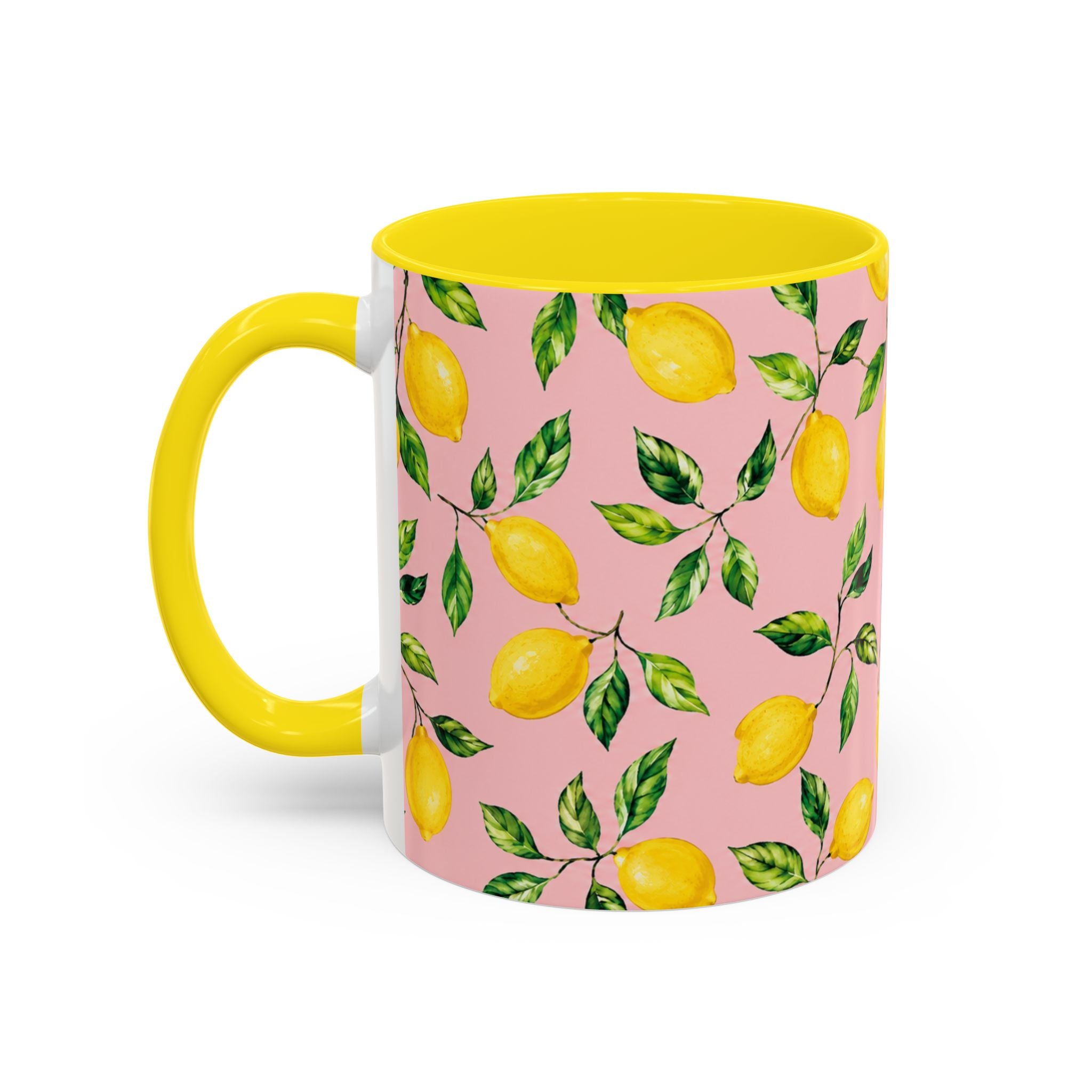 Little Italy Amalfi Pink Lemon Accent Mug — La Dolce Vita Ceramic Kitchen Mug (11oz)