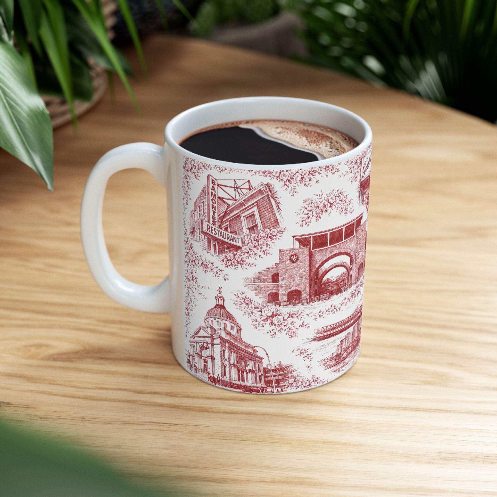 Williamsburg Red and White Toile de Jouy Mug | Brooklyn Ceramic Chinoiserie Mug