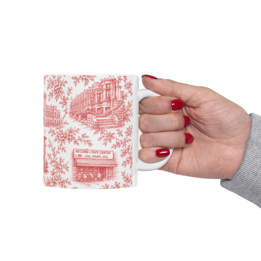 Park Slope Red Toile de Jouy Mug | NYC Chinoiserie Ceramic Coffee Cup