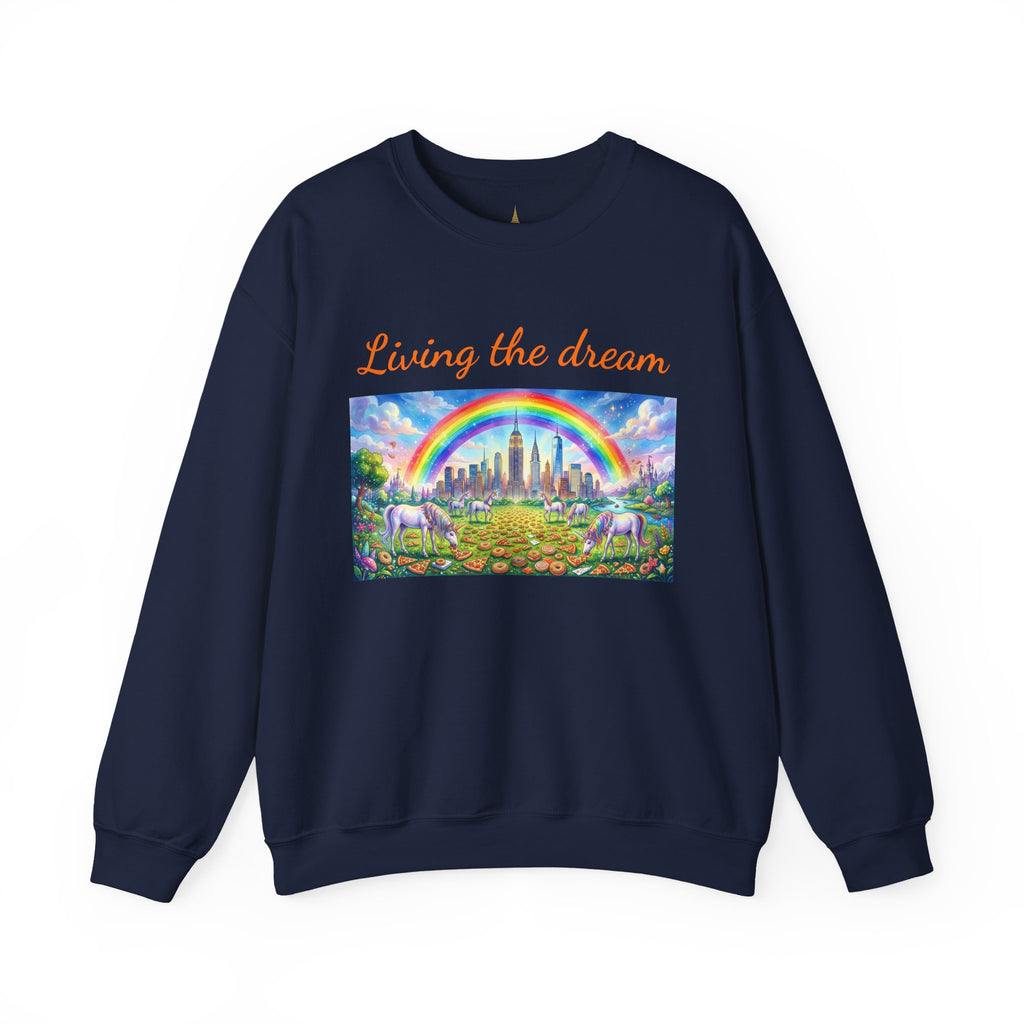 Sudadera NYC Living the Dream Nueva York Es un Cuento de Hadas con Arcoíris y Unicornios