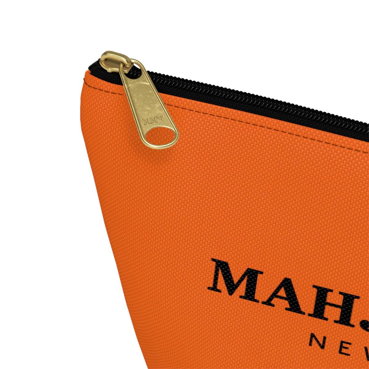 Mahj Queen New York Orange Mahjong Tile Pouch — NYC Zipper T‑Bottom Makeup Bag