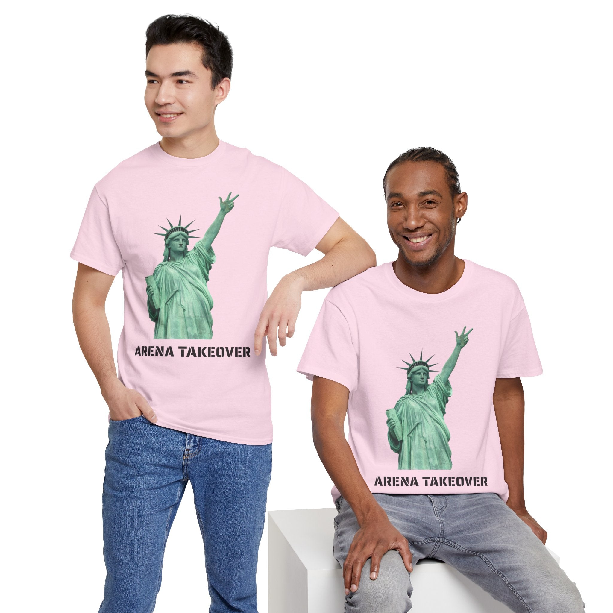 Arena Takeover Statue of Liberty Three Points T-Shirt | NYC Jalen Brunson Basketball 3 Point Shot Tee