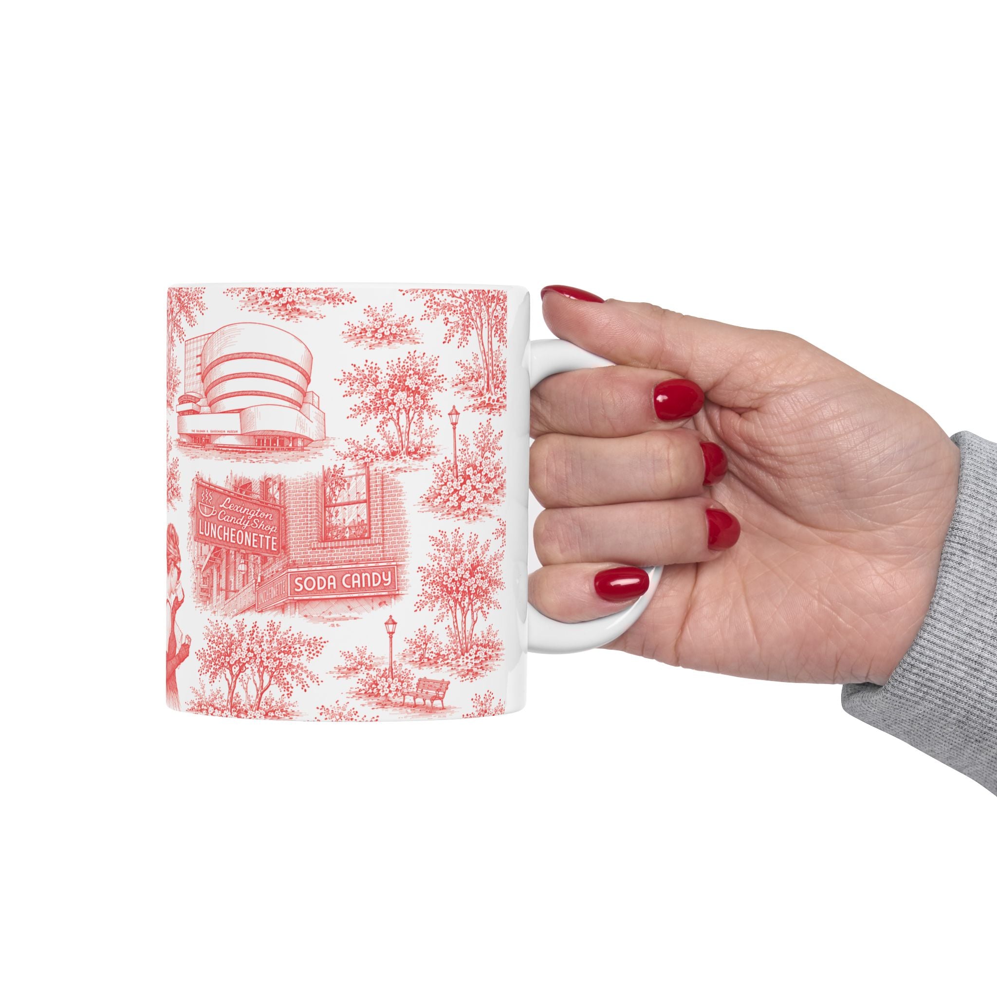 Upper East Side Red Toile de Jouy Mug | New York Chinoiserie Ceramic Mug