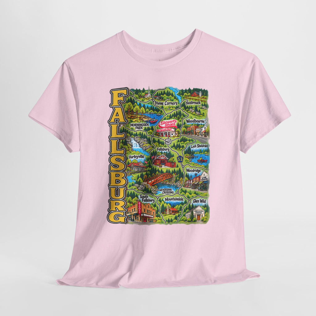 Fallsburg, NY Map T-Shirt  Catskills Upstate New York Tee