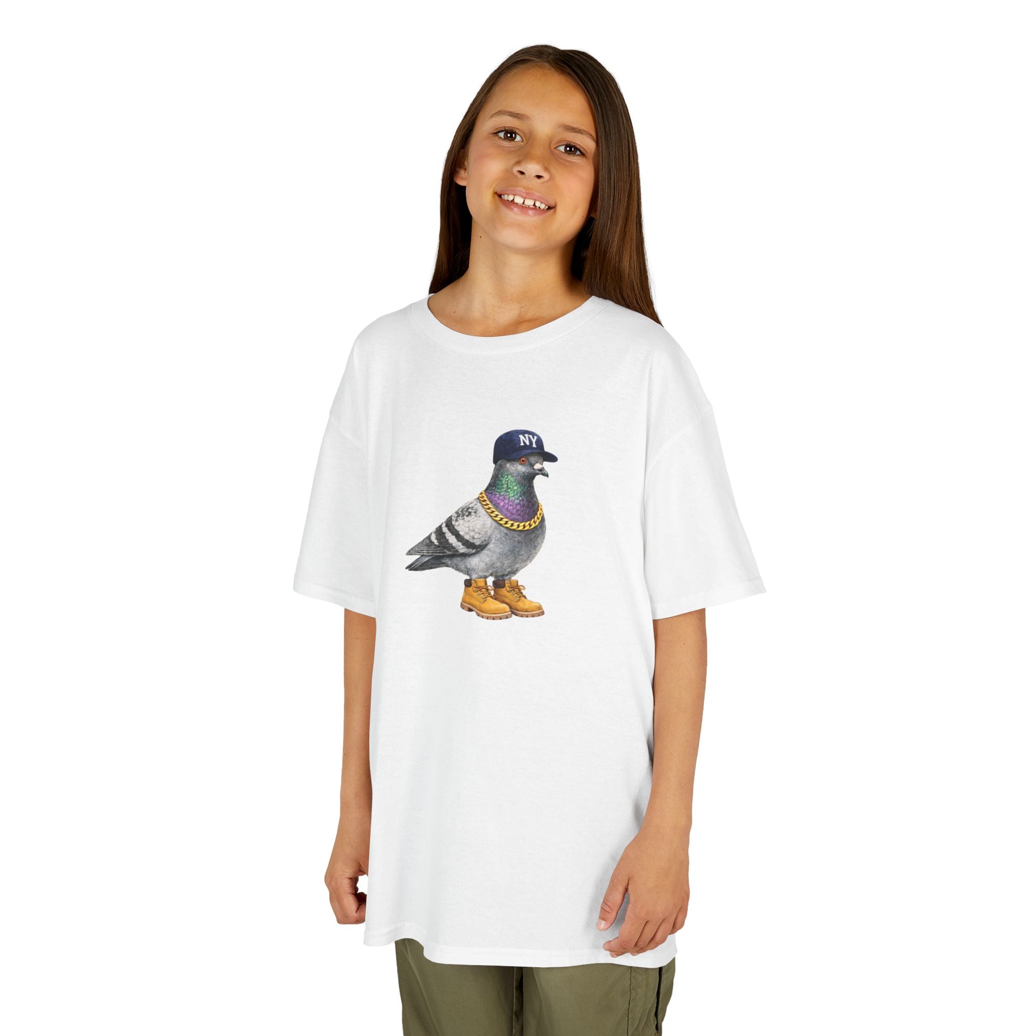Customizable Bronx NYC Pigeon Kid Tee —  Cute Baseball Fan Bird T-Shirt for Children