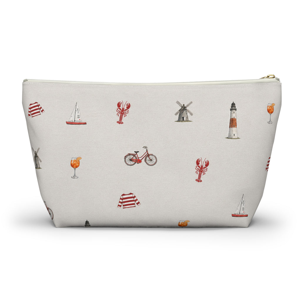 Icons of The Hamptons Large Heather Gray Pouch — T-Bottom Makeup & Travel Organizer