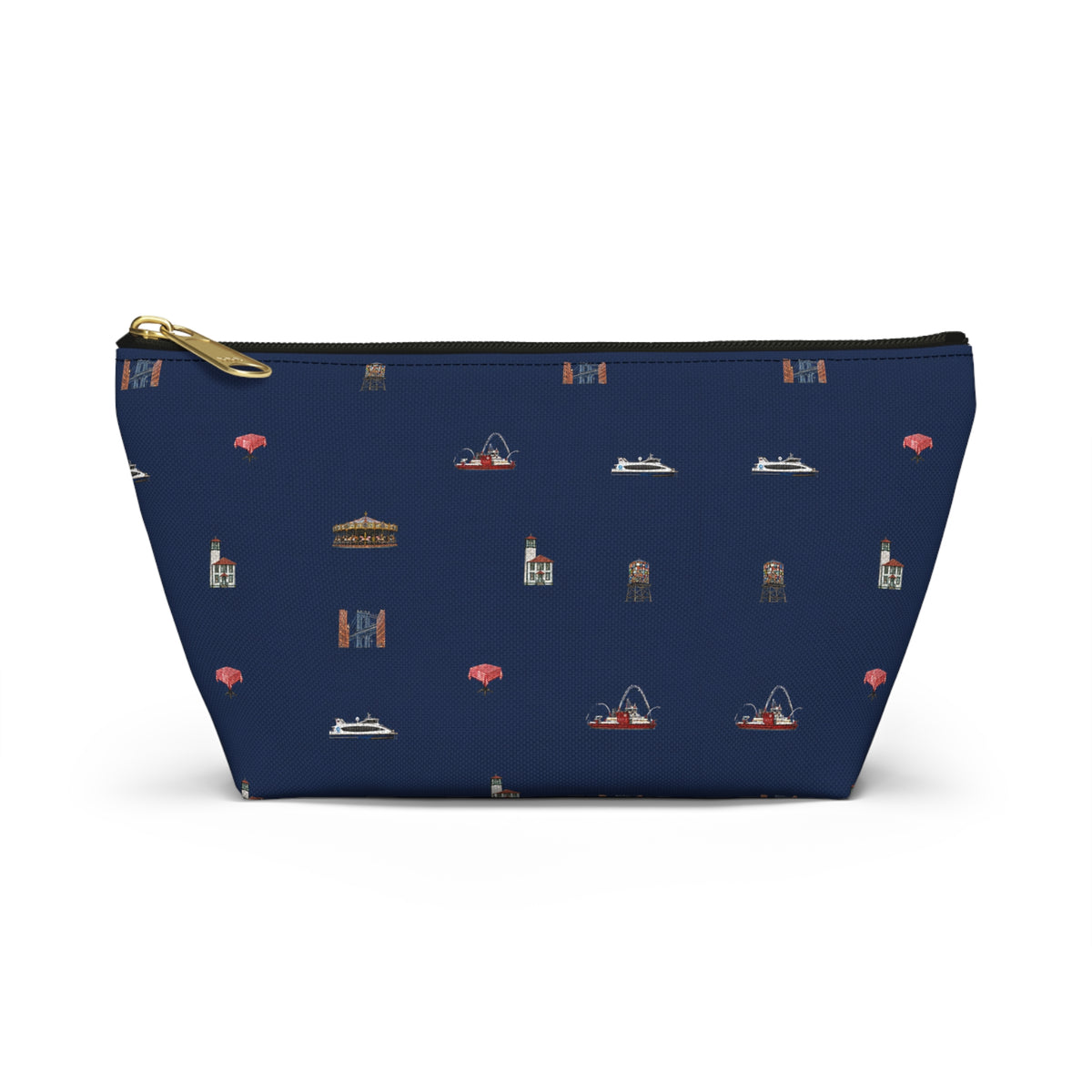 Icons of DUMBO Navy Blue Accessory Pouch — T-Bottom Makeup Bag