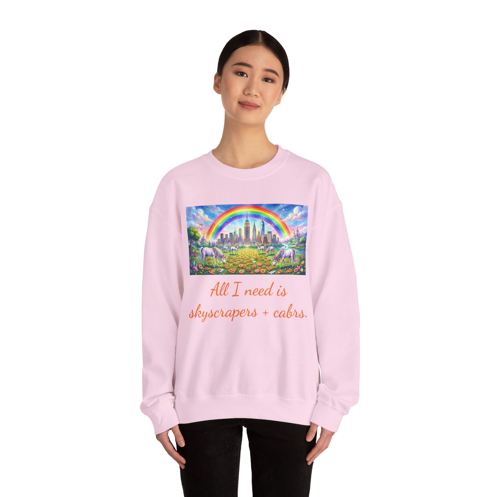 NYC Skyscrapers and Carbs Sweatshirt  New York Is a Fairy Tale Rainbows and Unicorns Sweater