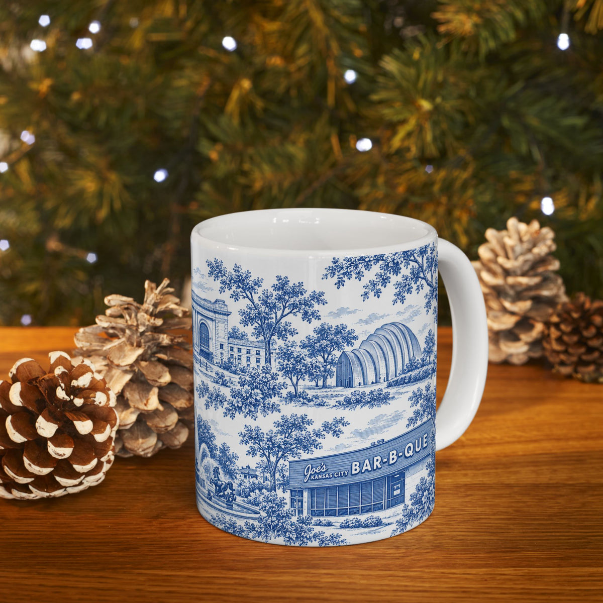 Kansas City Blue Toile de Jouy 11oz Ceramic Mug