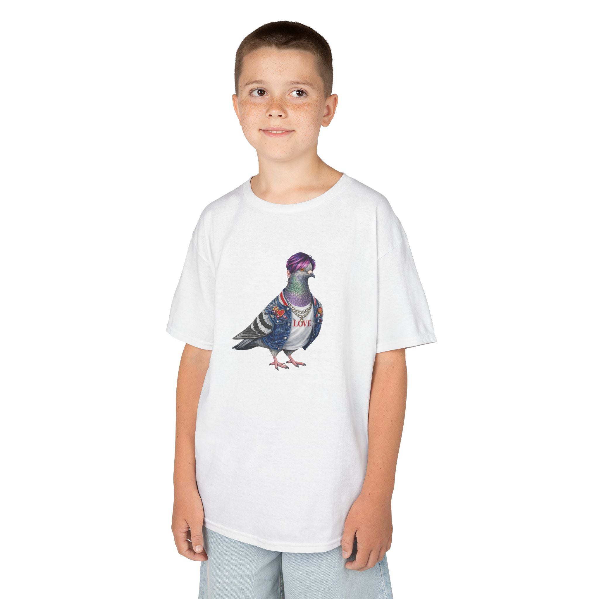 Customizable Koreatown NYC Pigeon Kids KPop Tee — Cute Bird K-Pop T-Shirt for Children