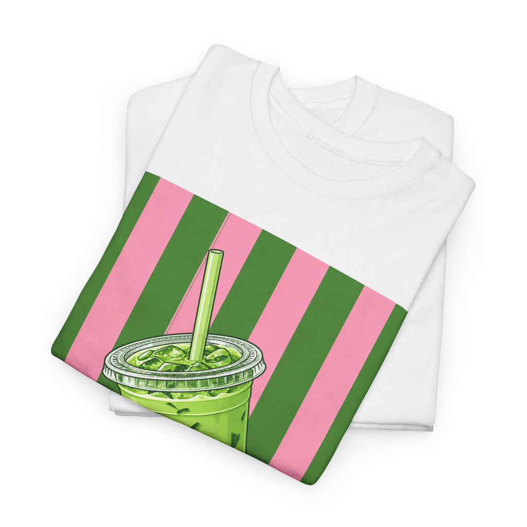 Iced Matcha Tea T-Shirt — Pink and Green Tea Graphic Tee