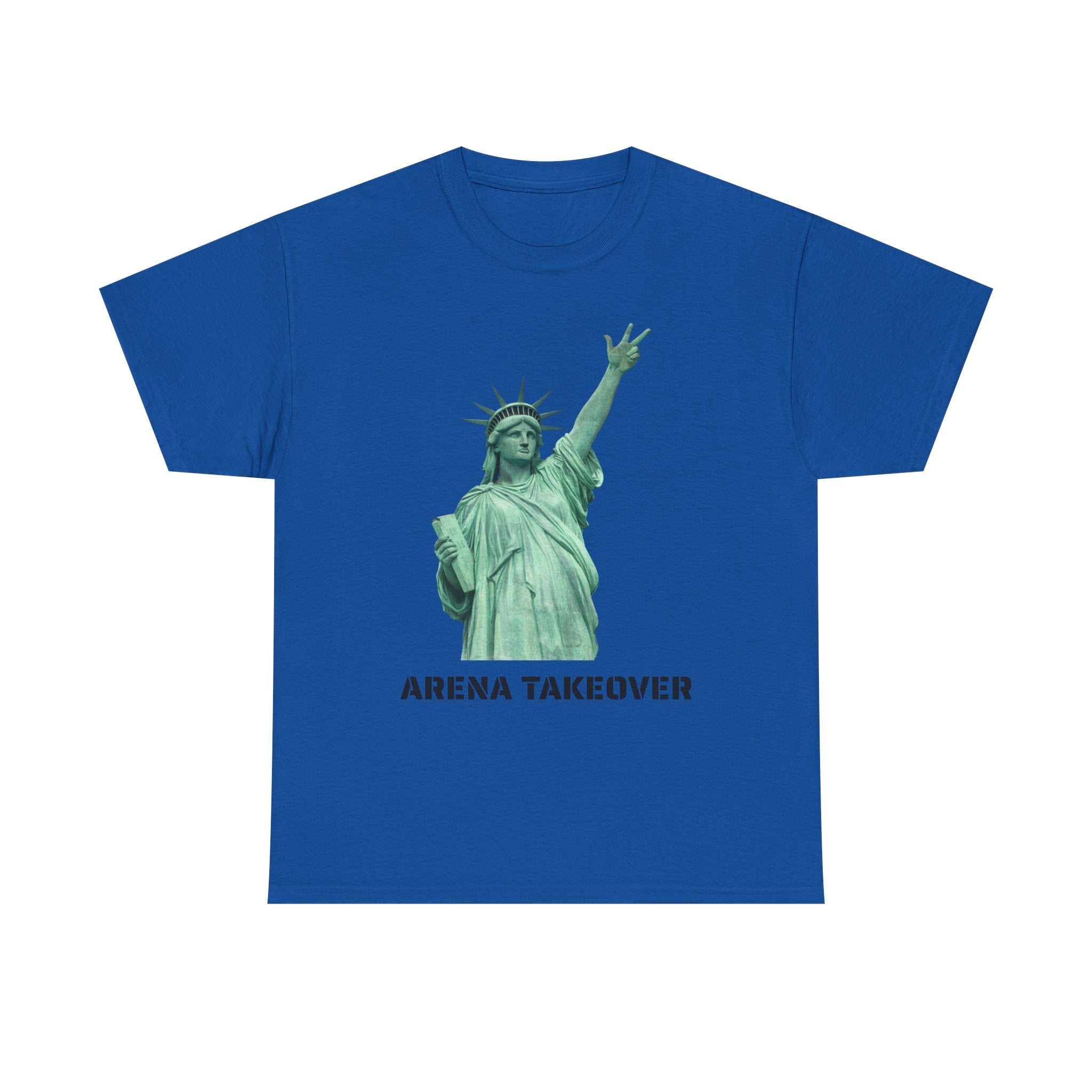 Arena Takeover Statue of Liberty Three Points T-Shirt | NYC Jalen Brunson Basketball 3 Point Shot Tee