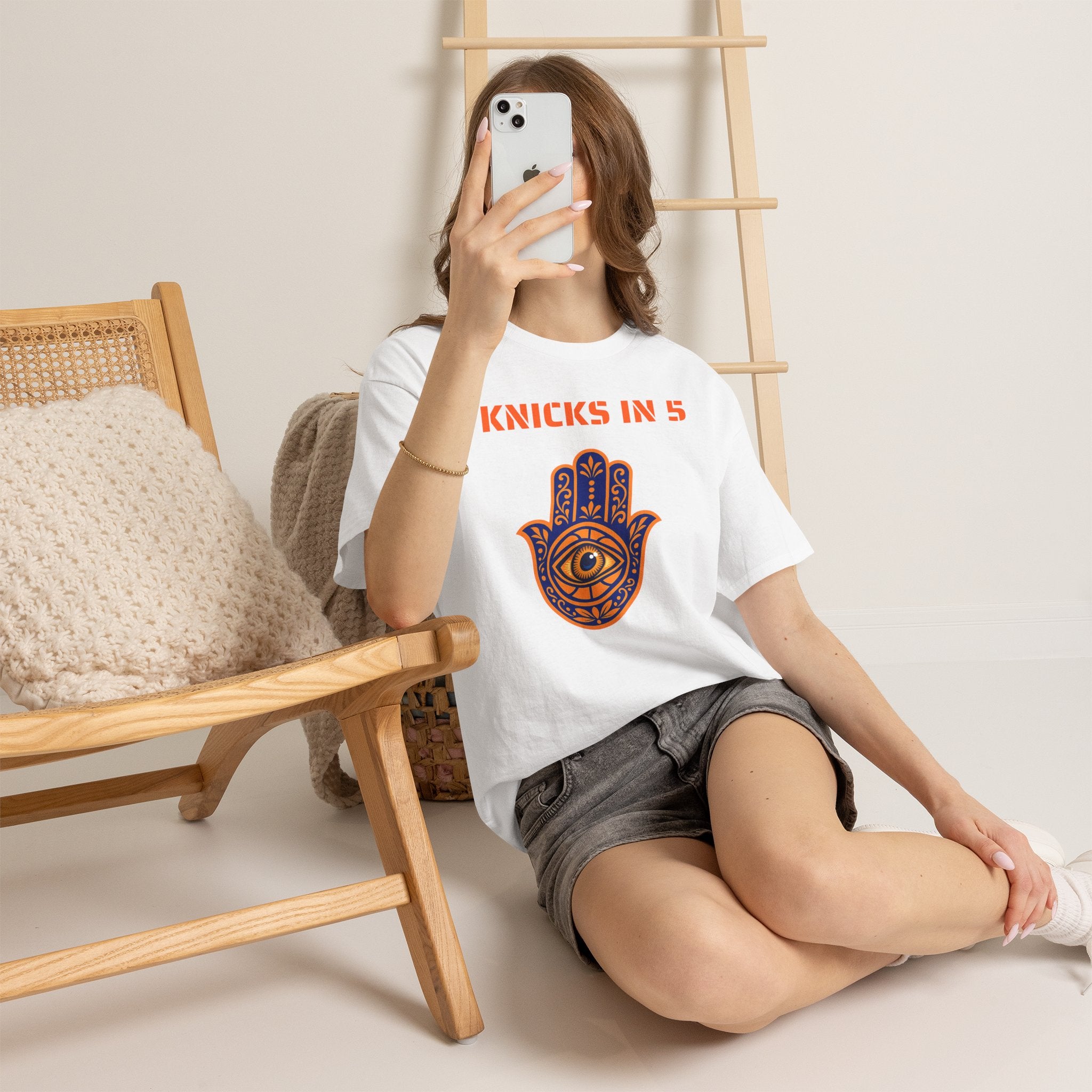 Knicks In Five Tee | New York Basketball Hamsa T-Shirt