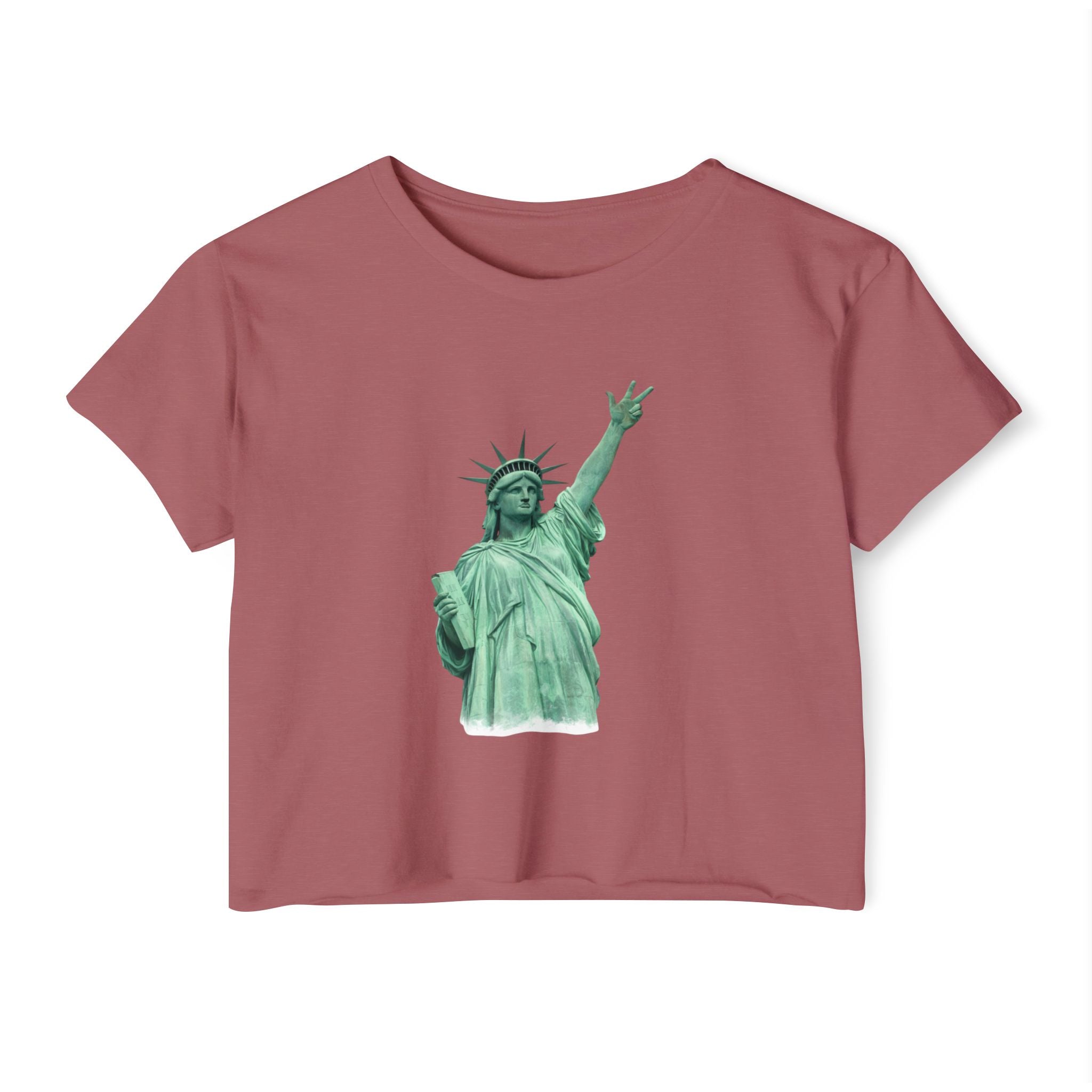 Statue of Liberty Three Points Crop Top Tee | New York Basketball Jalen Brunson T-shirt