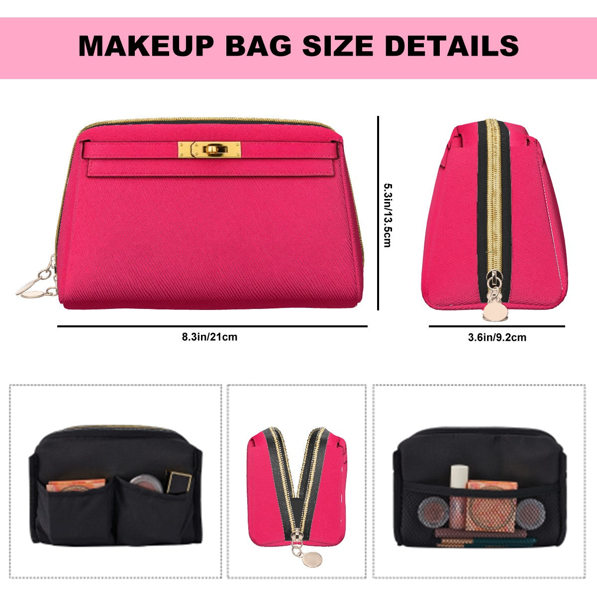 Canal Street Bright Pink PVC Leather Makeup Bag