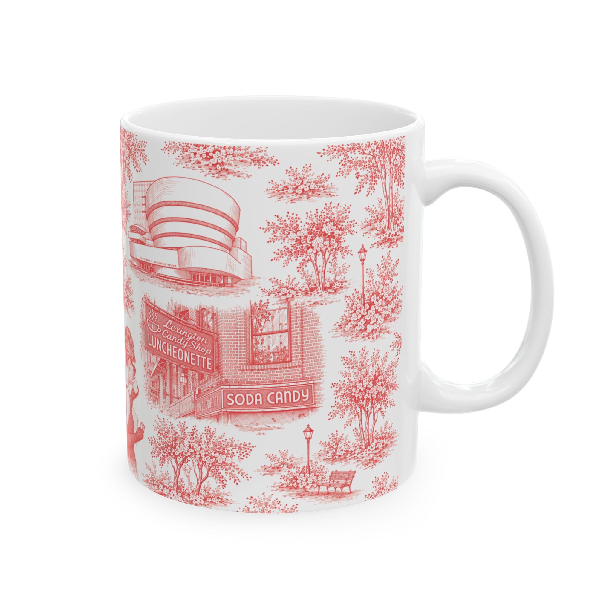 Upper East Side Red Toile de Jouy Mug | New York Chinoiserie Ceramic Mug