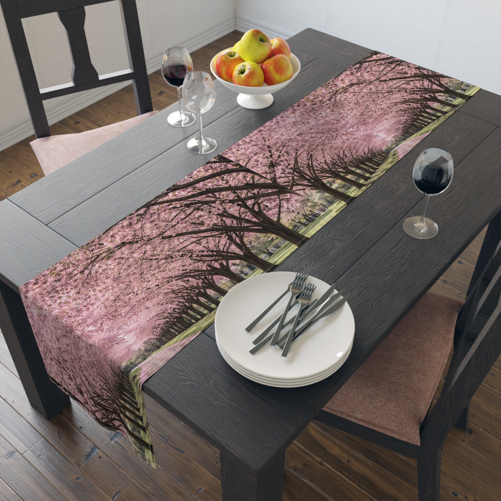 Prospect Park Cherry Blossoms Table Runner — Brooklyn Flowers Dining Table Decor