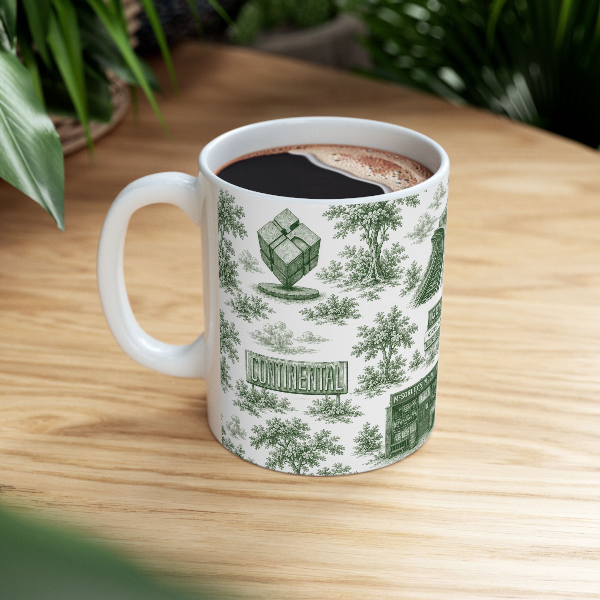 East Village Green Toile de Jouy Mug | NYC Chinoiserie Ceramic Mug
