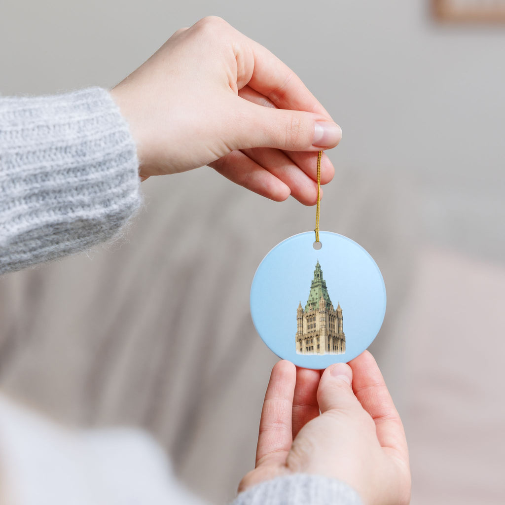 Woolworth Building Ceramic Christmas Tree Ornament — NYC Skyline Holiday Decoration
