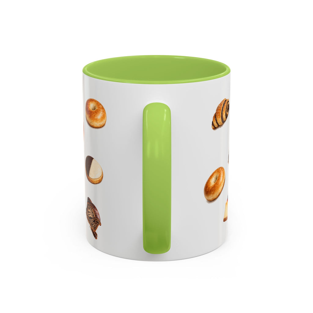 NYC Kosher Bakery Pattern Mug | Babka Cheesecake Rugelach Black + White Cookie Challah Bagel 11oz Ceramic Coffee Cup
