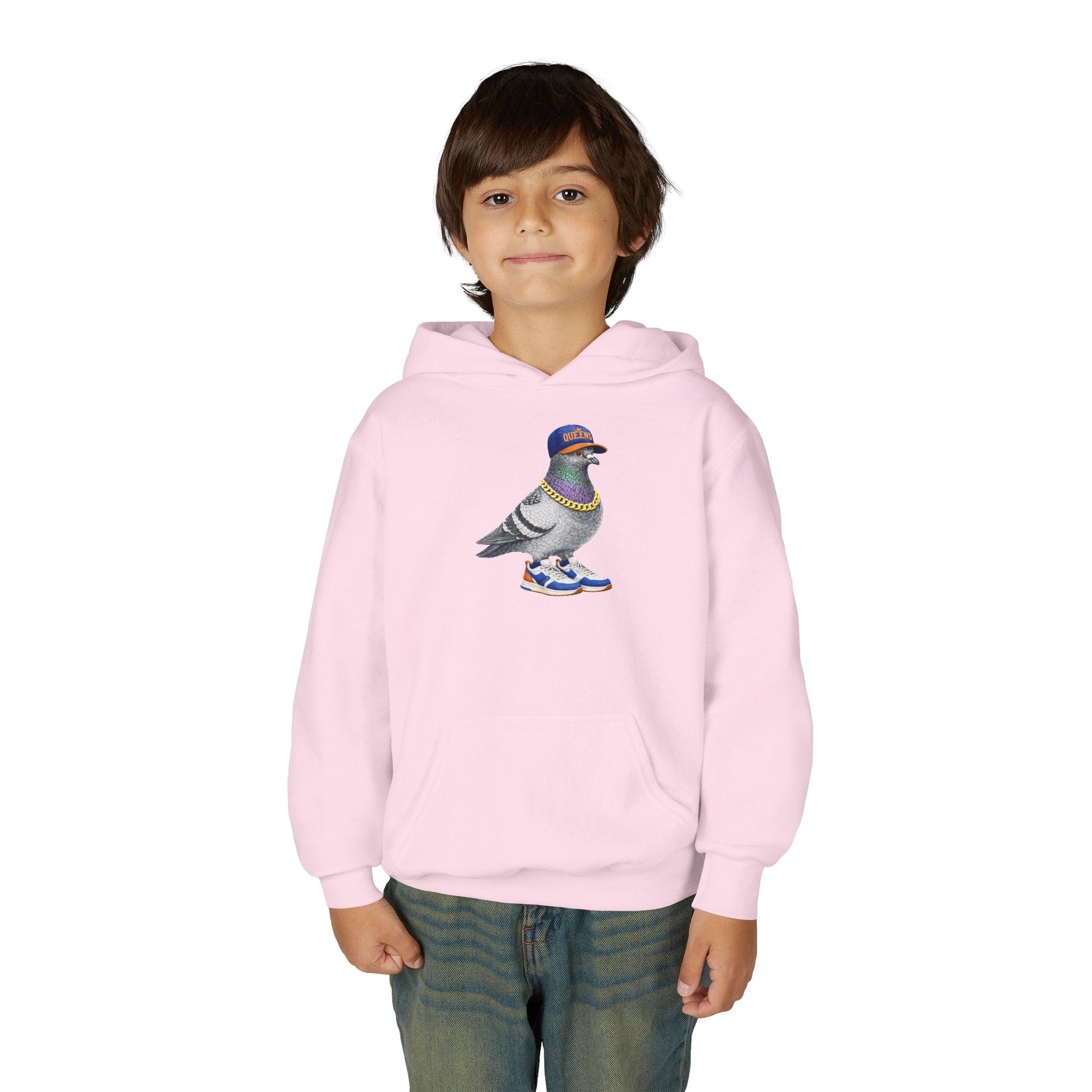 Sudadera con capucha personalizable Queens NYC Pigeon NYC para niños | Sudadera con capucha infantil de amantes de los pájaros para aficionados al béisbol de Nueva York