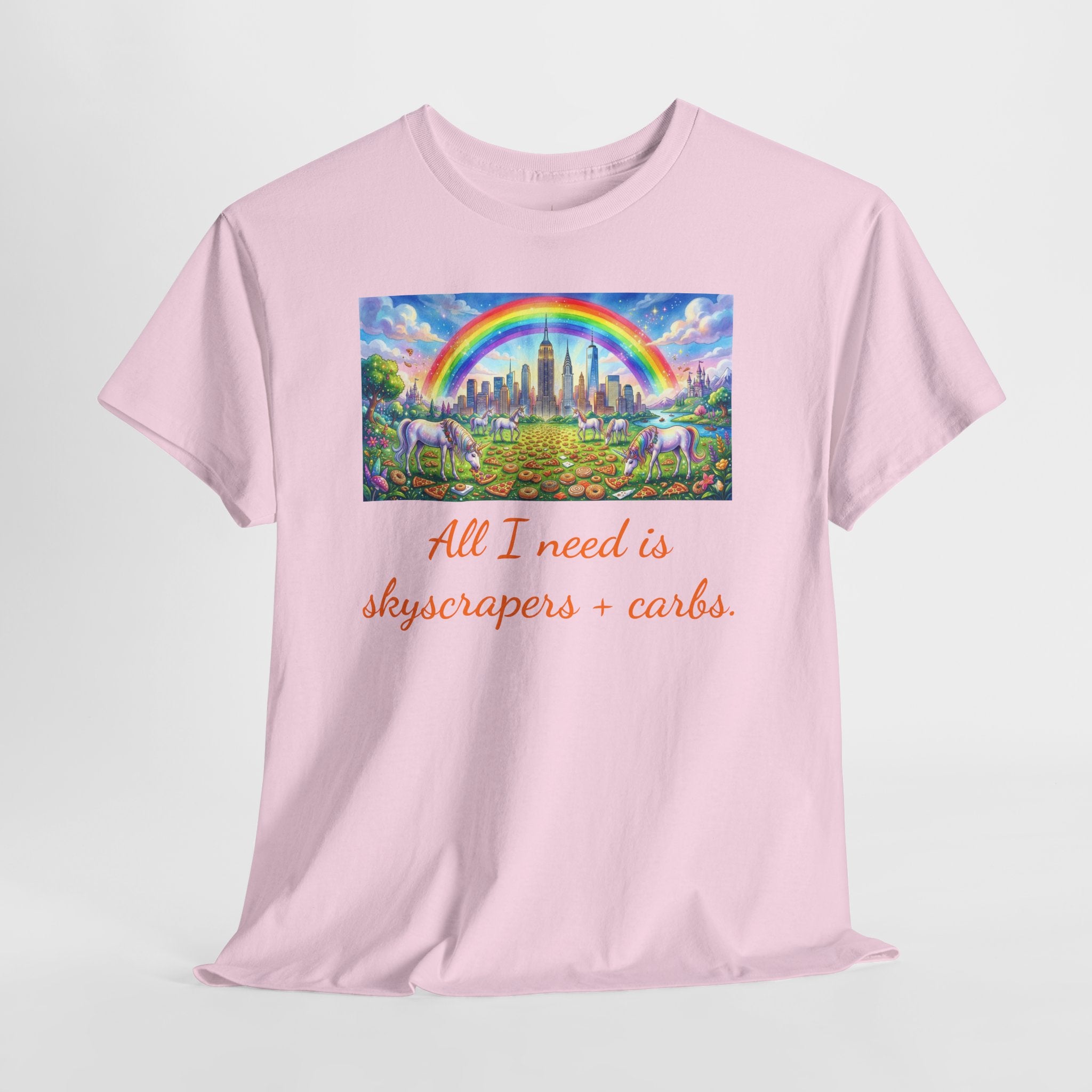 NYC Skyscrapers and Carbs T-Shirt | New York Is a Fairy Tale City Tee