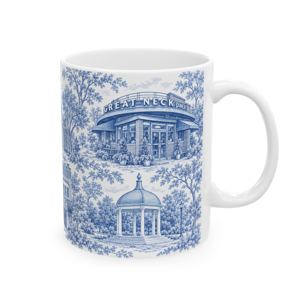Great Neck Blue Toile de Jouy 11oz Ceramic Mug