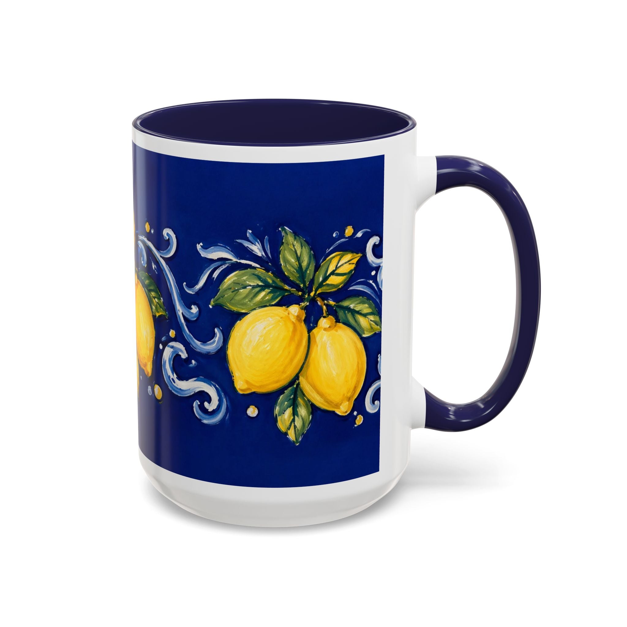 Little Italy Amalfi Blue with Lemon Mug — Blue Ceramic Kitchen Mug (11oz)