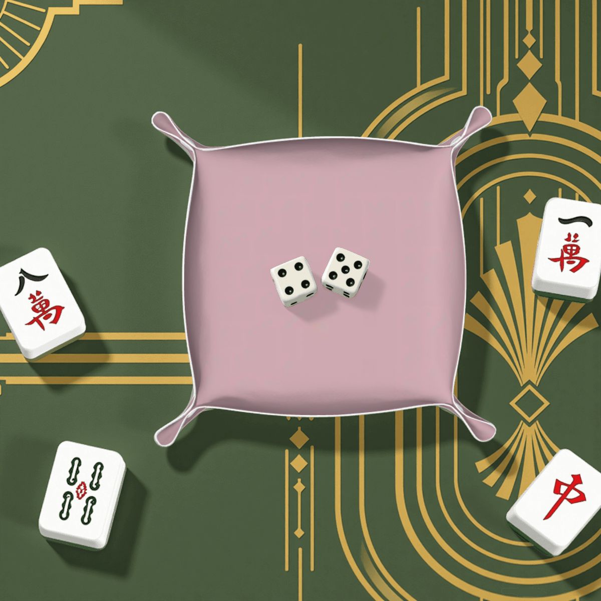 Blush Pink PVC Leather Mahjong Dice Tray
