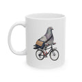 Customizable Midtown NYC Pigeon Mug | New York Bike Messenger Bird Lovers Ceramic Coffee Cup