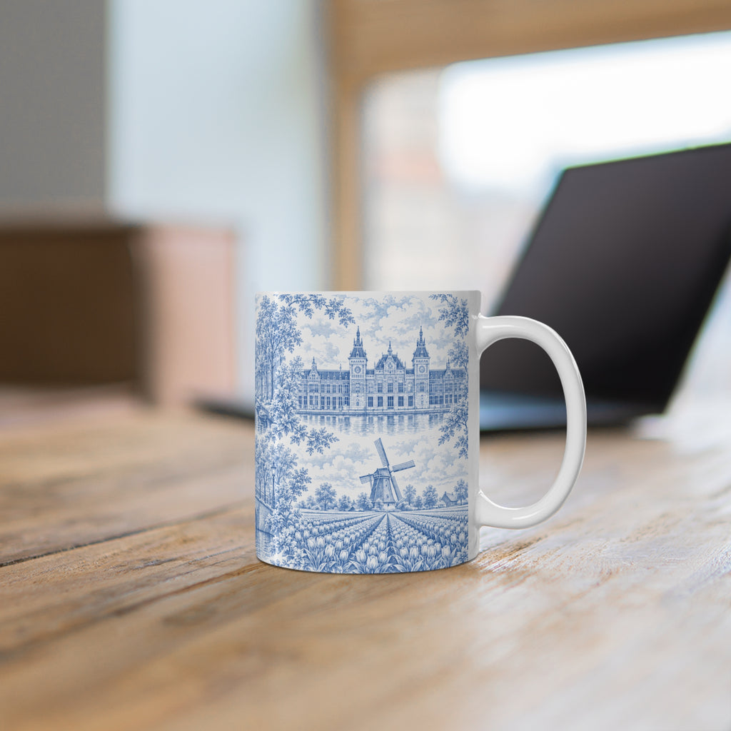 Amsterdam Blue Toile de Jouy Ceramic Mug — (11oz; Ships from Europe)